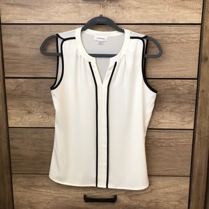 NWOT Calvin Klein Cream & Black Top XS